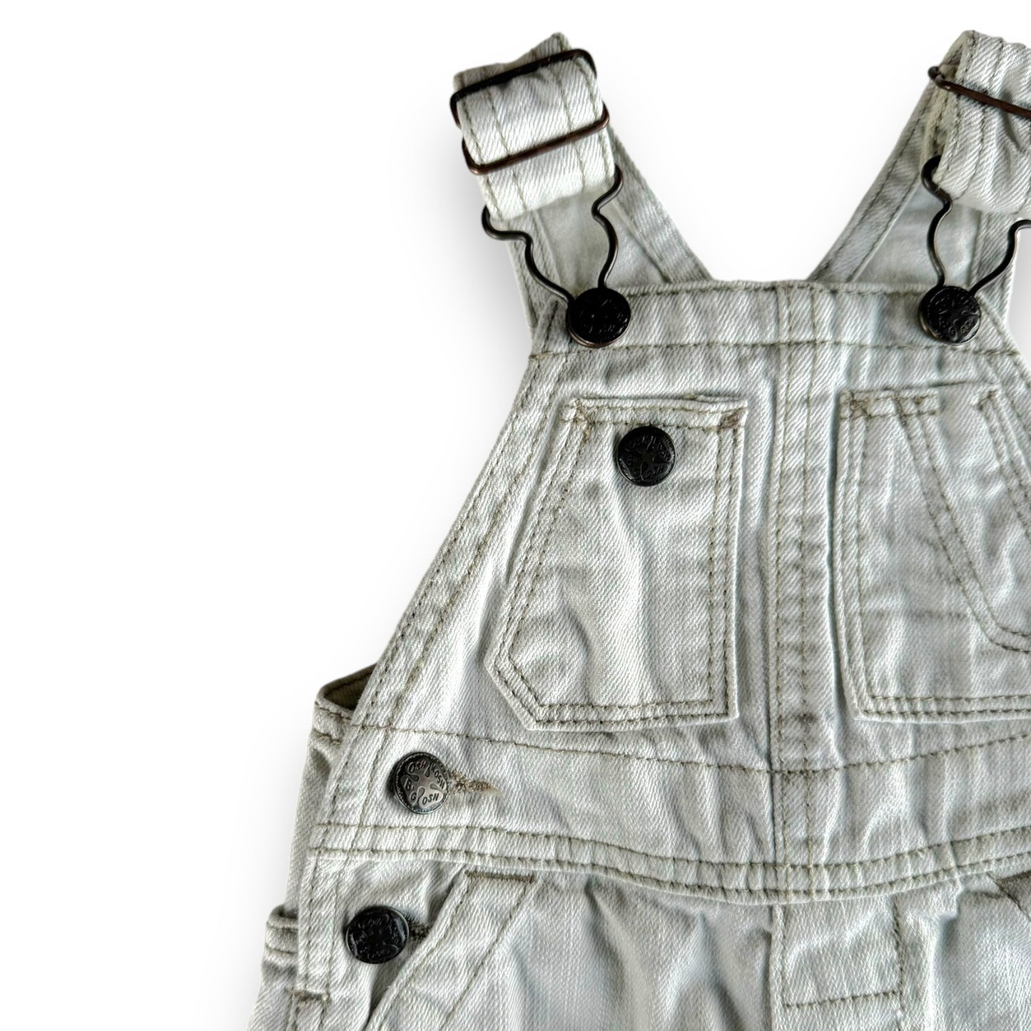 White OshKosh Overalls - 0-3M