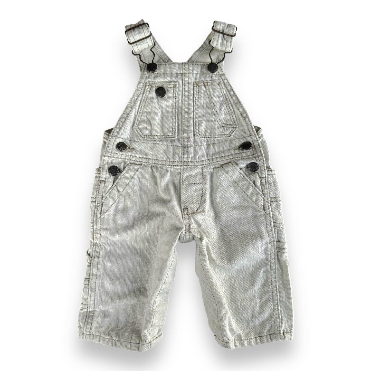 White OshKosh Overalls - 0-3M