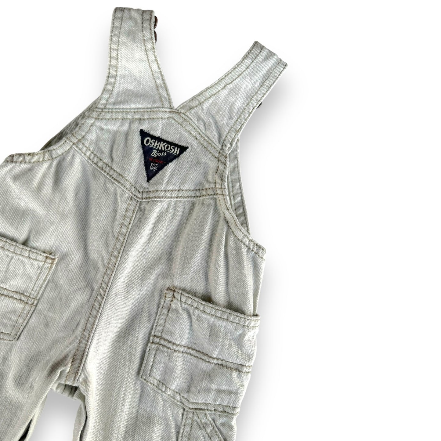 White OshKosh Overalls - 0-3M