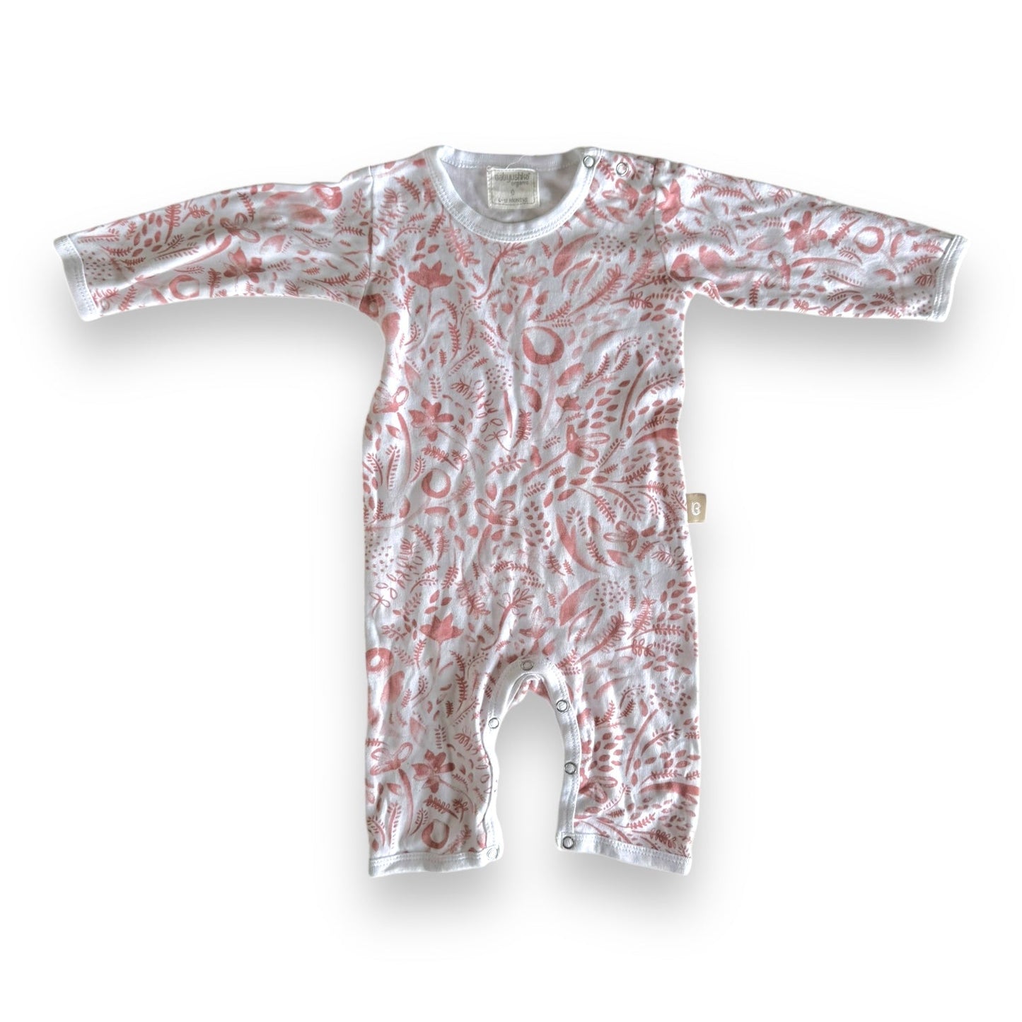 White / Pink floral print romper - 6-12m