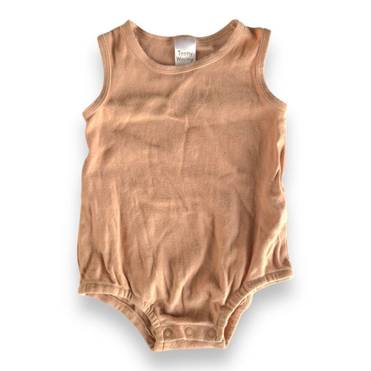 Brown singlet romper - 6-12m