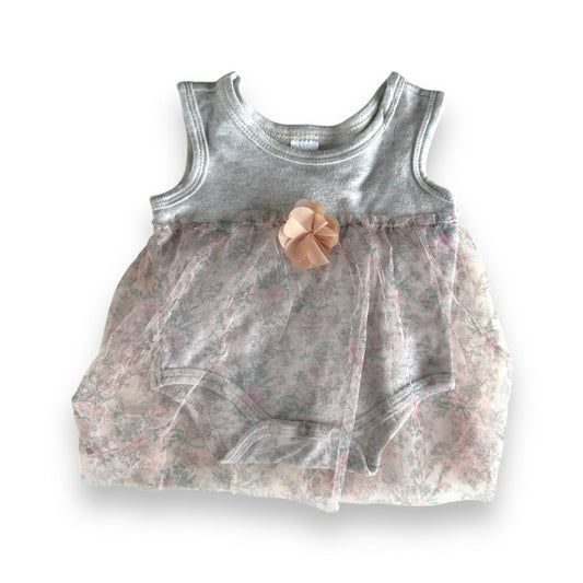 Floral Grey Bodysuit Dress - 0-3m