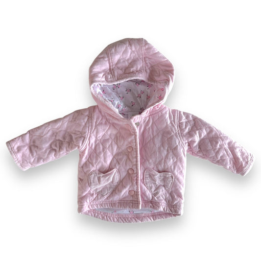 Quilted Pink Hooded Jacket - 3-6m